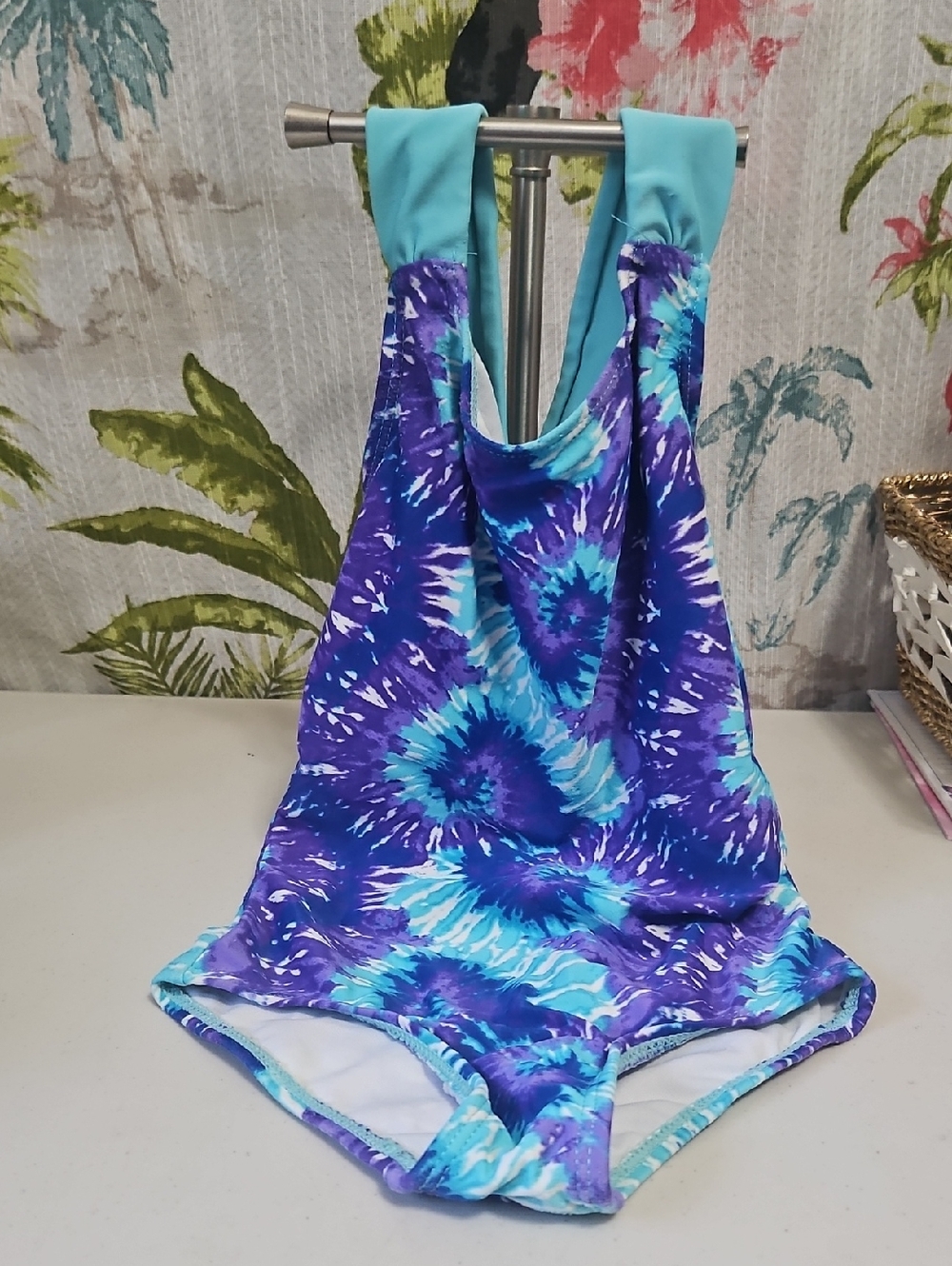 Girls Swimsuit By XHILERATION Purple & Blue & White. XS 4/5